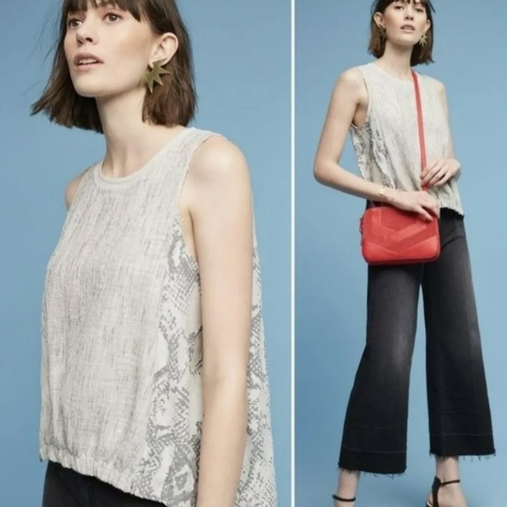 Anthropologie Akemi + Kin Snakeskin Tweed Hi-Low Blouse Medium
